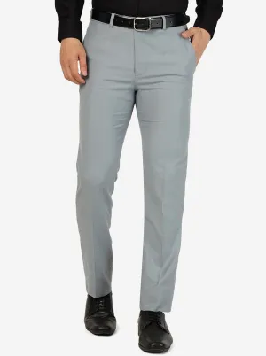 Steel Grey Solid Super Slim Fit Formal Trouser | Greenfibre